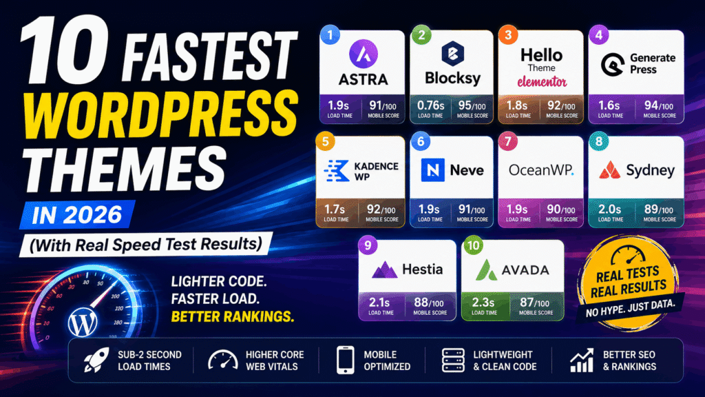 10 Fastest WordPress Themes in 2026 (With Real Speed Test Results)