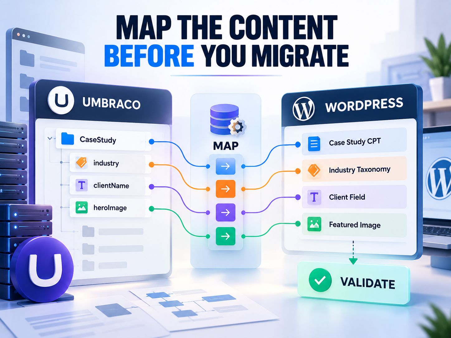 Umbraco to WordPress content mapping and validation workflow