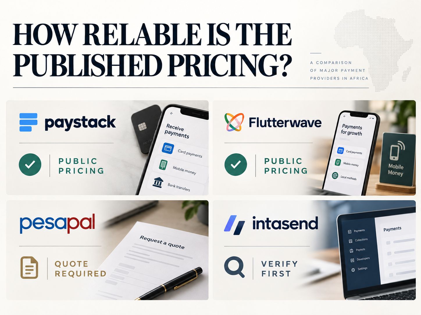 Comparison of publicly available pricing information for Kenya payment gateways